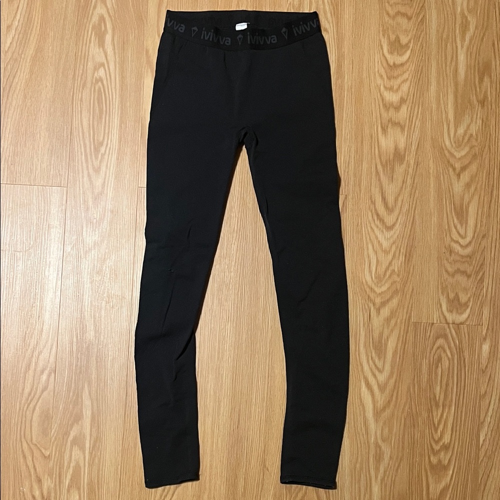 Ivivva by LuluLemon Kids Black Leggings with Mesh Bottoms, size 12